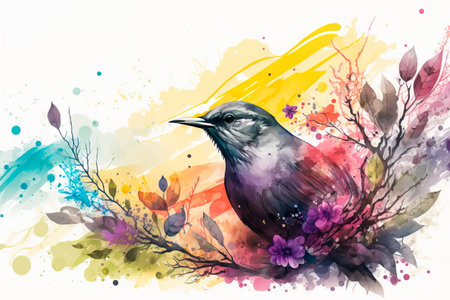 Colorful birds of tropical paradise. Generative AIの素材