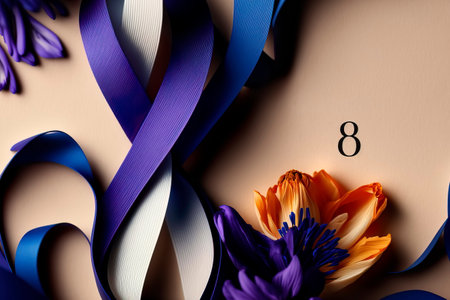 International women's day blue crocus flowers shaped number eight Generative AIの素材