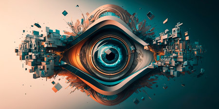 Abstract image that demonstrates the potential of machine learning intelligence and its role in today's world. Generative Aの素材