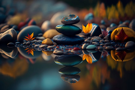 Balance of zen stones concepts with harmony and positive thinking Generative AIの素材