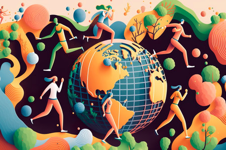 World health day with people leading a healthy lifestyle. Generative AIの素材