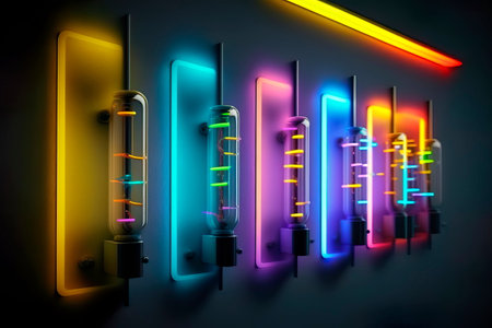 Beautiful colorful scene neon LED glass tube AIの素材