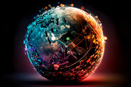 Connection structure Polygonal futuristic technology element Generative AIの素材