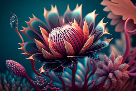 Gorgeous fantasy flower style unique flowers.Generative AIの素材