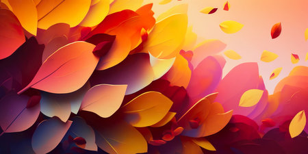 Colorful Flower Petals Gradient Background in Wide Angle Lens Generative AIの素材