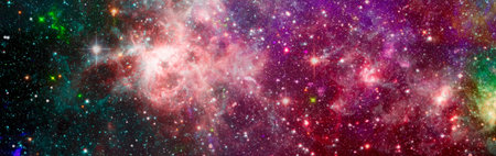 Stars of a planet and galaxy in a free space. Bright Star Nebula. remote galaxy. abstract image.の写真素材