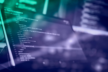 Abstract computer script code.Computer script.の写真素材