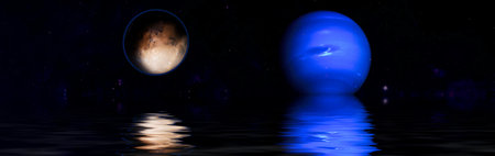 Planet reflected in water from space showing all they beauty.
