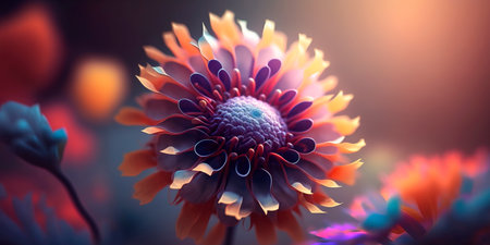 A close-up of a flower with a blurred psychedelic background Generativeの素材