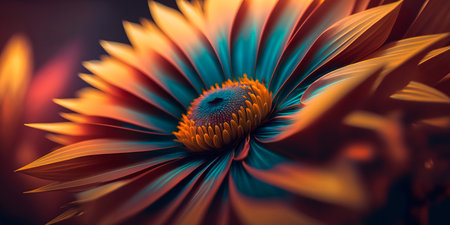 A close-up of a flower with a blurred psychedelic background Generativeの素材