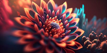 A close-up of a flower with a blurred psychedelic background Generativeの素材