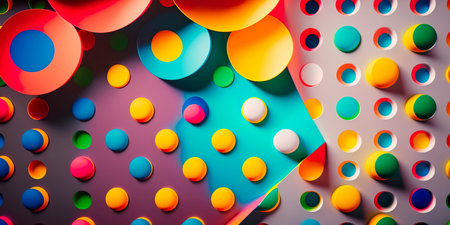 Abstract background with colorful stripes and dots Generativeの素材