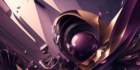 Abstract art with overlapping shapes and patterns in shades of purple Generativeの素材
