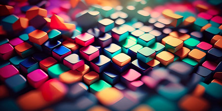 Mosaic Color Pattern with Blurred Background Generativeの素材