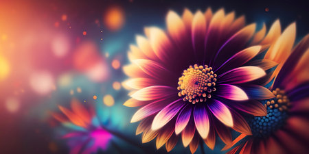 Colorful Bokeh Flower Background: A Burst of Vibrant Blooms Generativeの素材