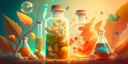Scientific research in biochemistry and medicine. Generativeの素材