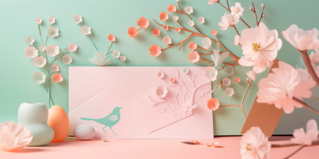 pastel-colored spring greeting card for a special occasion Generativeの素材