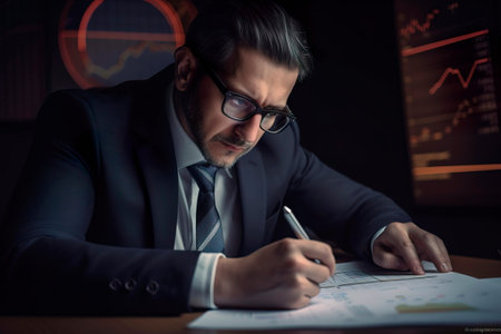 Businessman Analyzing Financial Data Generativeの素材