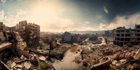 Devastated Cityscape: The Aftermath of War Generativeの素材