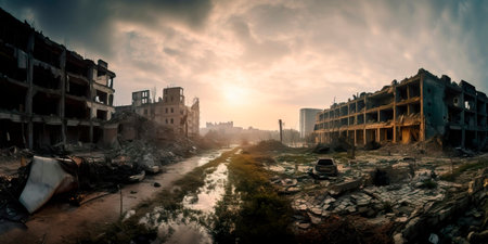 Devastated Cityscape: The Aftermath of War Generativeの素材