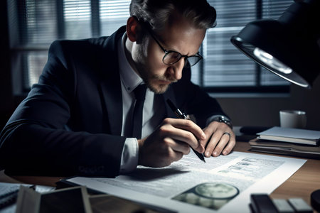 Businessman Analyzing Financial Data Generativeの素材
