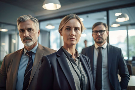 Group of Businesspeople in Modern Office Setting Generativeの素材