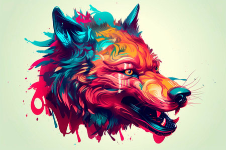 Cartoon style wolf for printing card featuringの素材