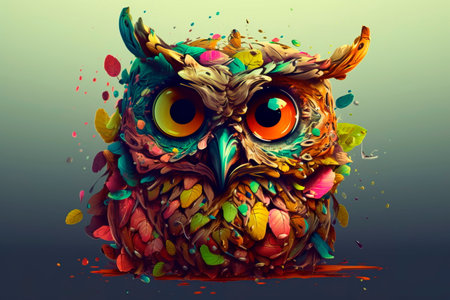 Cartoon style of owl printing card featuringの素材