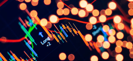 stock market investment trading. Financial chart with up trend line graph.