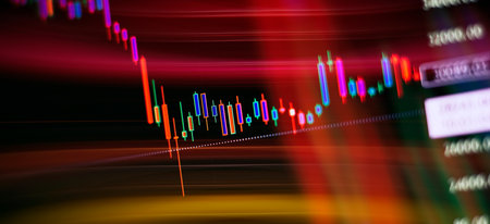 financial graph on monitor which including of Market Analyze. Bar graphs, Diagrams, financial...