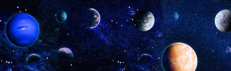 planets, stars and galaxies in outer space showing the beauty of space exploration.