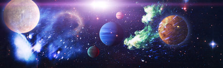 Cosmic panorama of the universe. space travel fantasy.