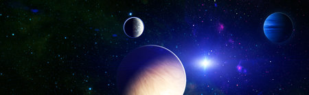planets, stars and galaxies in outer space showing the beauty of space exploration.の写真素材