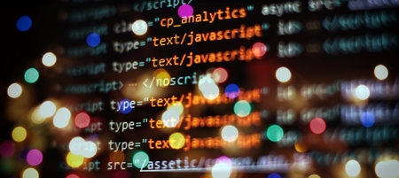 computer script. Programming code abstract screen of software developer. technology background.