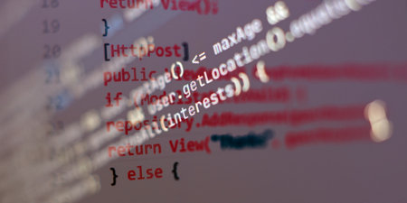 abstract computer script code. New technology revolution.Technology background.