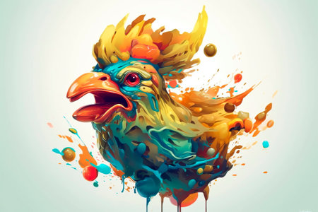 Cartoon style chicken for printing card featuringの素材