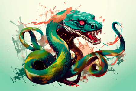 Cartoon style of snake printing card featuringの素材