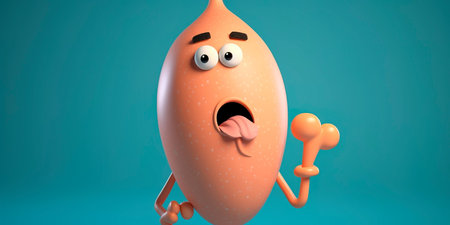 cartoon appendix character with a puzzled expression and a speechの素材