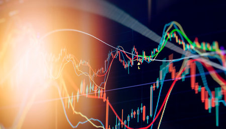 Stock trading, cryptocurrencies background. market analyze. Bar graphs, Diagrams financial figures