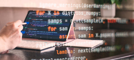 Programmer working on computer code, developer of software applications