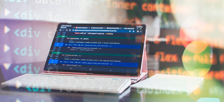 Digital technology industry concept Development of programming and coding