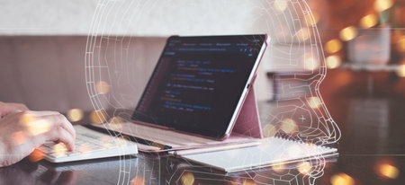 Digital technology industry concept Development of programming and codingの写真素材