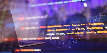 Programming code on the laptop screen. notebookの写真素材