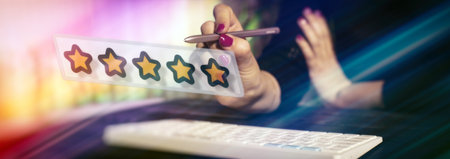 The girl appreciates the service experience and product quality or the friendliness of the staff and...
