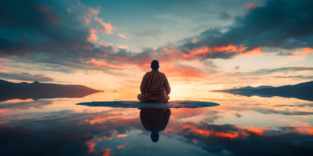 meditation and mindfulness to relieve stress and improve mental well-being.の素材