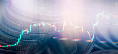 Stock market business graph chart on digital screen.Forex market, Gold market