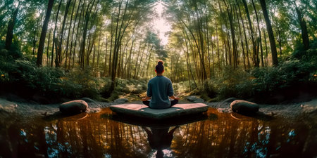 meditation and mindfulness to relieve stress and improve mental well-being.の素材