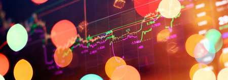 Economic graph with diagrams on the stock market, for business and financial
