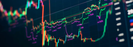 Economic graph with diagrams on the stock market, for business and financial