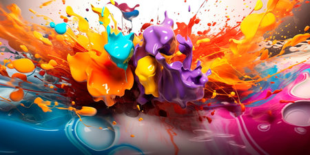 artistic Labor Day background with abstract elements and vibrant splashes of color, symbolizing creativity, innovationの素材